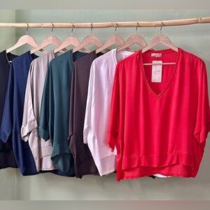 Made in Italy Satin V-neck Top